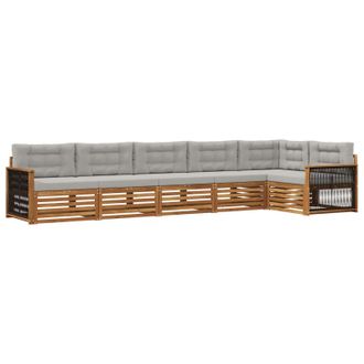 vidaXL Conjunto De Sof&aacute;s De Exterior 6 Pcs Natural Y Gris Claro Vidaxl