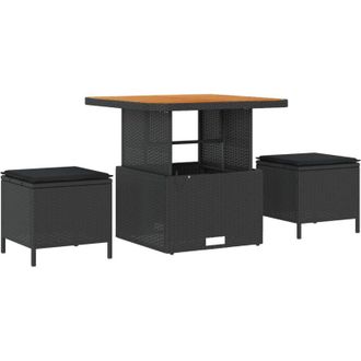 vidaXL Conjunto De Comedor De Jard&iacute;n 3 Pcs Negro Polirat&aacute;n Vidaxl