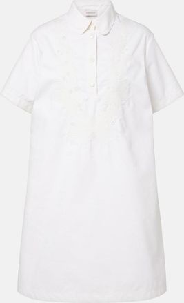 Moncler Embroidered cotton-blend poplin midi dress