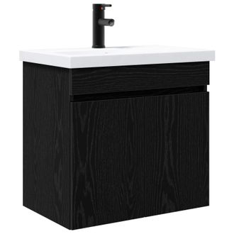 vidaXL M&oacute;dulo De Ba&ntilde;o Con Grifer&iacute;a Roble Negro 61 X 40 X 74,5 Cm Vidaxl