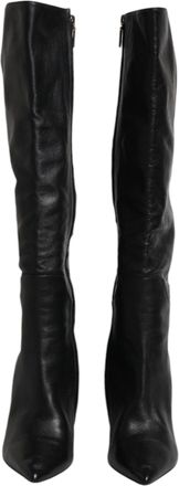 Dolce & Gabbana Black Leather Heels Knee High Boots Womens Shoes (Pre-Owned)