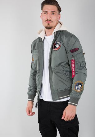Alpha Industries Bomberjacke ALPHA INDUSTRIES MA-1 TT Hood Patch, Herren, Gr. M, gr&uuml;n (vintage gr&uuml;n), Obermaterial: 100% Nylon, Futter: 100% Nylon, Obermaterial 2: 100