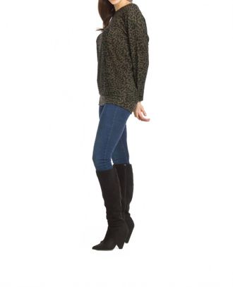 Papillon Animal Print Oversized Sweatshirt In Olive