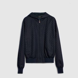 Gucci GG Cotton Canvas Zip Jacket, Size 44, Blue