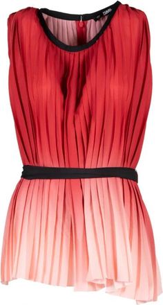 Karl Lagerfeld Geplooide Ombre Top - Dames - Blouses - Rood - XS - Polyester - Overhemden