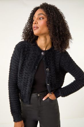 Roman Fluffy Knit Button Cardigan
