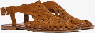 Mansur Gavriel Womens Woven Sandal In Saddle