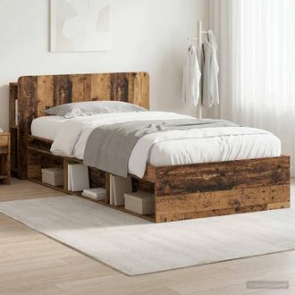 Berkfield Home Bed Frame with Storage Old Wood 90 x 190 cm Engineered Wood in Brown