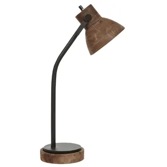 Beliani L&aacute;mpara De Mesa De Madera De Mango Oscura Negro 62 Cm A Mano Base Pantalla Kolar