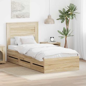 vidaXL Estructura De Cama Roble Sonoma 100 X 200 Cm Madera Ingenieril Vidaxl