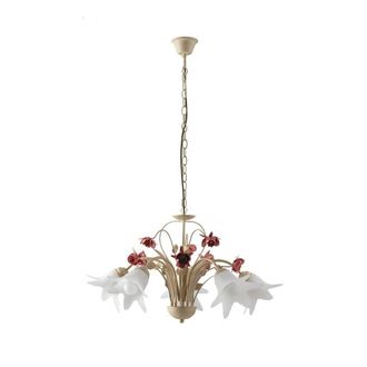 Netlighting ROSE 5 Light Multi Arm Pendant Ceiling Light Ivory 71cm in Off-White