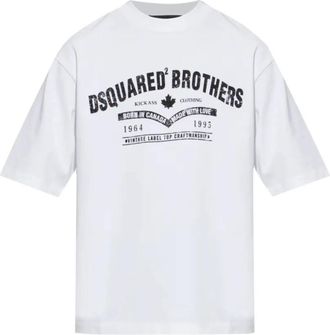 Dsquared2 Tops, Heren, Wit, XL, Katoen, Loose Fit Tee
