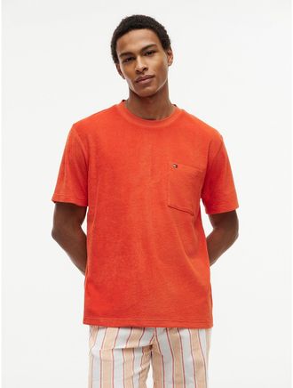 Tommy Hilfiger Mens Terry Toweling Pocket T-Shirt - Orange - XL