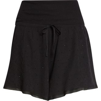 Area Girly Crystal Rib Waist Shorts in Black at Nordstrom, Size X-Small
