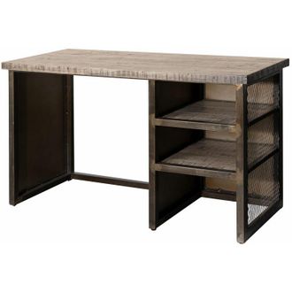 Massivmoebel24 scrivania in legno di Mango 122x52x76 marrone laccato heavy industry 257