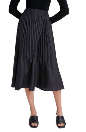 Vince Variegated Pleat Skirt in Black at Nordstrom, Size Medium