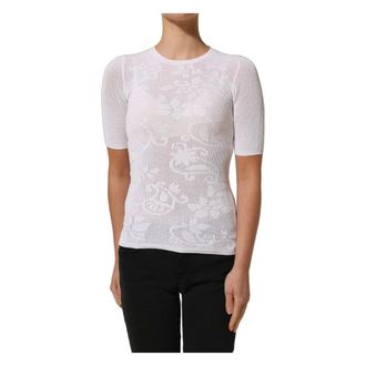Alpha Studio Crew Neck Short-Sleeve Top - female - Alpha Studio - Round-neck Knitwear - White - M - Knitwear