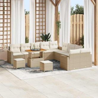 vidaXL Conjunto De Sof&aacute; De Jard&iacute;n 13 Pcs Beige Y Crema 90 X 55 X 71 Cm Vidaxl