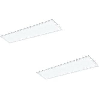 Loops 2 PACK Flush Ceiling Panel Light White Rectangle Tile 40W Built in LED 4000K