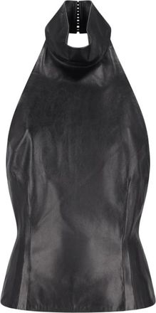 Magda Butrym Halterneck Leren Blouse - Dames - Tops zonder mouwen - Zwart - S - Leer - Tops