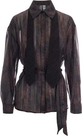 Liu Jo Camicia Digital M/L - Dames - Overhemden - Bruin - L - Denim - Overhemden
