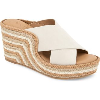 Gentle Souls Porto Espadrille Platform Wedge Slide Sandal in Stone Nubuck at Nordstrom Rack, Size 7.5