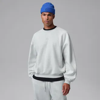 Nike Jordan Mens Jordan Brooklyn Oversized Fleece Crew-Neck Sweatshirt in Grey | IM8915-054