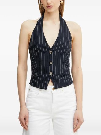 Fracomina pinstripe buttoned halter top - Blue