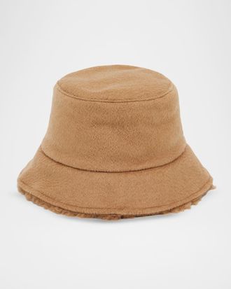 Max Mara Fiducia Reversible Camel & Teddy Cloche Hat
