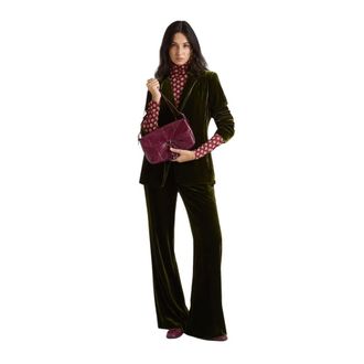 Maliparmi Wide Trousers, female, Green, Size: XS Fluid Velvet Trousers