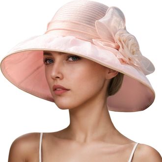 Generic Womens Organza Church Hat Fascinato Wedding Cocktail Tea Party Hats Sun Hat Sun Hats for Women UK Pink