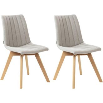 Beliani Beliani - Conjunto De 2 Sillas De Comedor Tela De Poli&eacute;ster Patas De Madera Maciza Clara Acolchado Respaldo Curvo Gris Claro Calgary