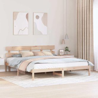 vidaXL Vidaxl - Bed Frame with Headboard Brown 200 x 200 cm Solid Pine wood