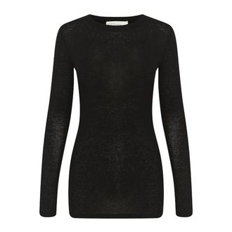 Karen by Simonsen Meteoriet Lange Mouw Ronde Hals Top - Dames - Longsleeves - Zwart - XL - Wol - Tops