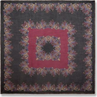 Etro Quadratisches Kaschmirtuch mit Paisley- und Tupfenprint