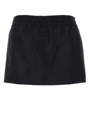 Miu Miu Womens Navy Blue Nylon Mini Skirt Bleu Gonne