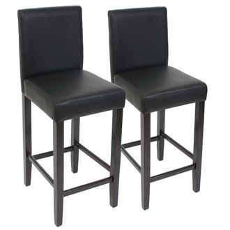 Hhg D&eacute;coshop26 - 2x Taburetes De Bar Silla De Mostrador En Patas De Madera Oscura Sint&eacute;tica Negra 040000098