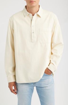 Rag & Bone Cotton Twill Long Sleeve Polo in Ecru at Nordstrom, Size Xx-Large