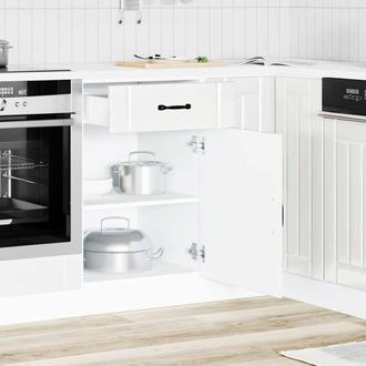 Berkfield Home Kitchen Base Cabinet Lucca High Gloss White Engineered Wood