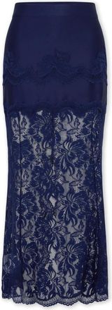 Paco Rabanne Gonna Midi in Pizzo e Jersey - - Skirts - Donna - Blu - XS