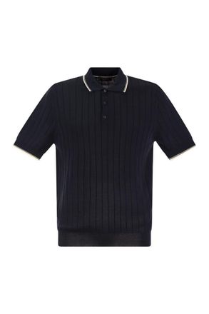 PESERICO Polo Shirt In Pure Cotton Crepe Yarn With Flat Rib