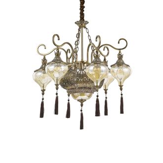 Ideal Lux Ideal Lux Harem - Ara&ntilde;a De Luces &Aacute;mbar Con Brazos M&uacute;ltiples, 9 Luces, Acabado De Lat&oacute;n Antiguo, E27