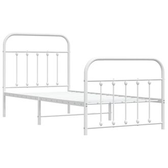Berkfield Home Metal Bed Frame with Headboard & Footboard White 90x190 cm Single