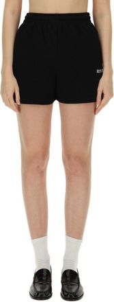 Rotate Black Cotton Logo Shorts