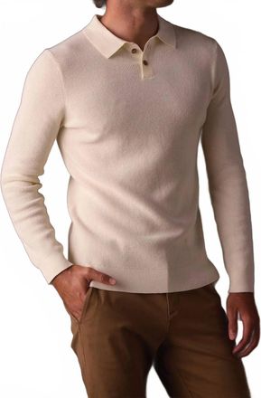 The Normal Brand Robles Knit Waffle Stitch Polo In Cream