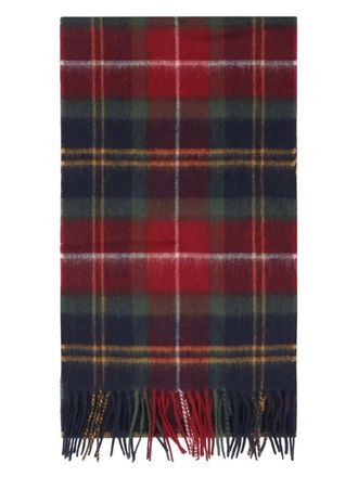 Barbour fringed plaid scarf - men - Lambs Wool/Cashmere - One Size - Blue