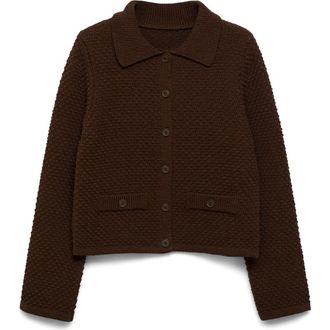 Mango Textured Cardigan in Brown at Nordstrom Rack, Size Medium