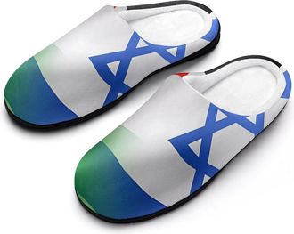 Generic Israel1 Palestine Flag Funny Mens Cotton Slippers Soft Non-Slip Rubber Sole House Slipper Indoor Outdoor