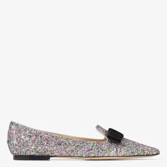Jimmy Choo London Gala Coarse Glitter Fabric Flats, Brand Size 34.5 ( US Size 4.5 )
