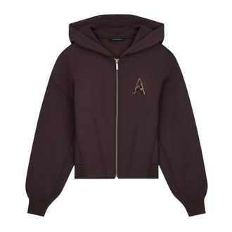 A|X Armani Exchange Cropped Zip-Through Hoodie - Dames - Vesten met rits - Bruin - S - Polyester - Hoodies & sweatvesten